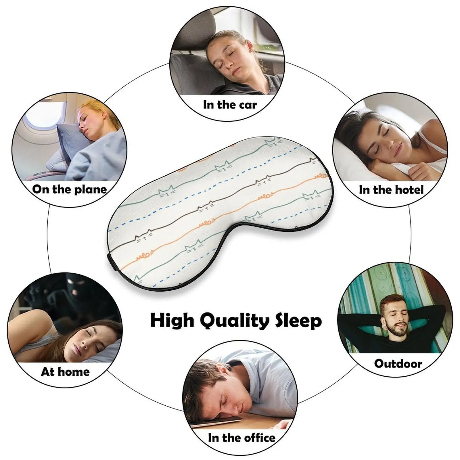 Kitty Stripes Sleeping Mask - Sleeping Cutie
