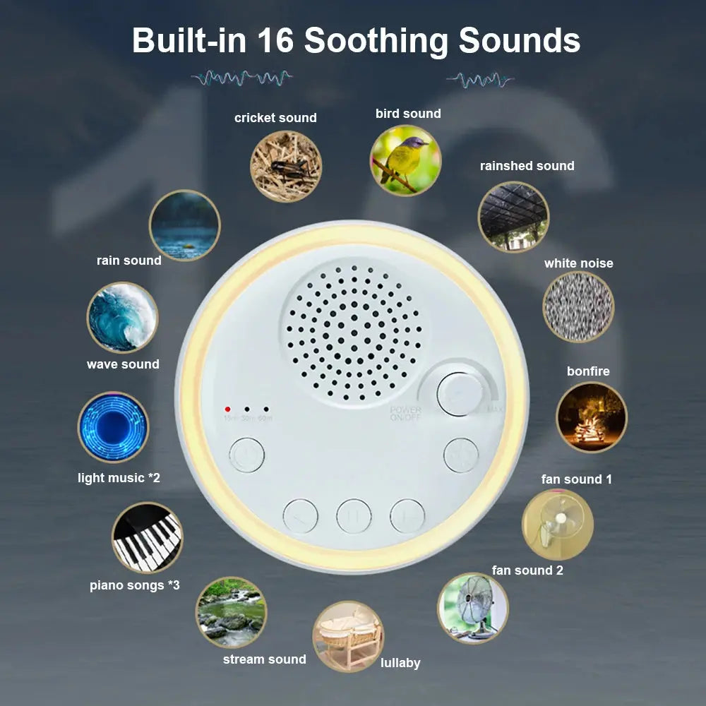 White Noise Machine Mini Baby Sleep Machine 16 Soothing Sounds Maroon Asteria